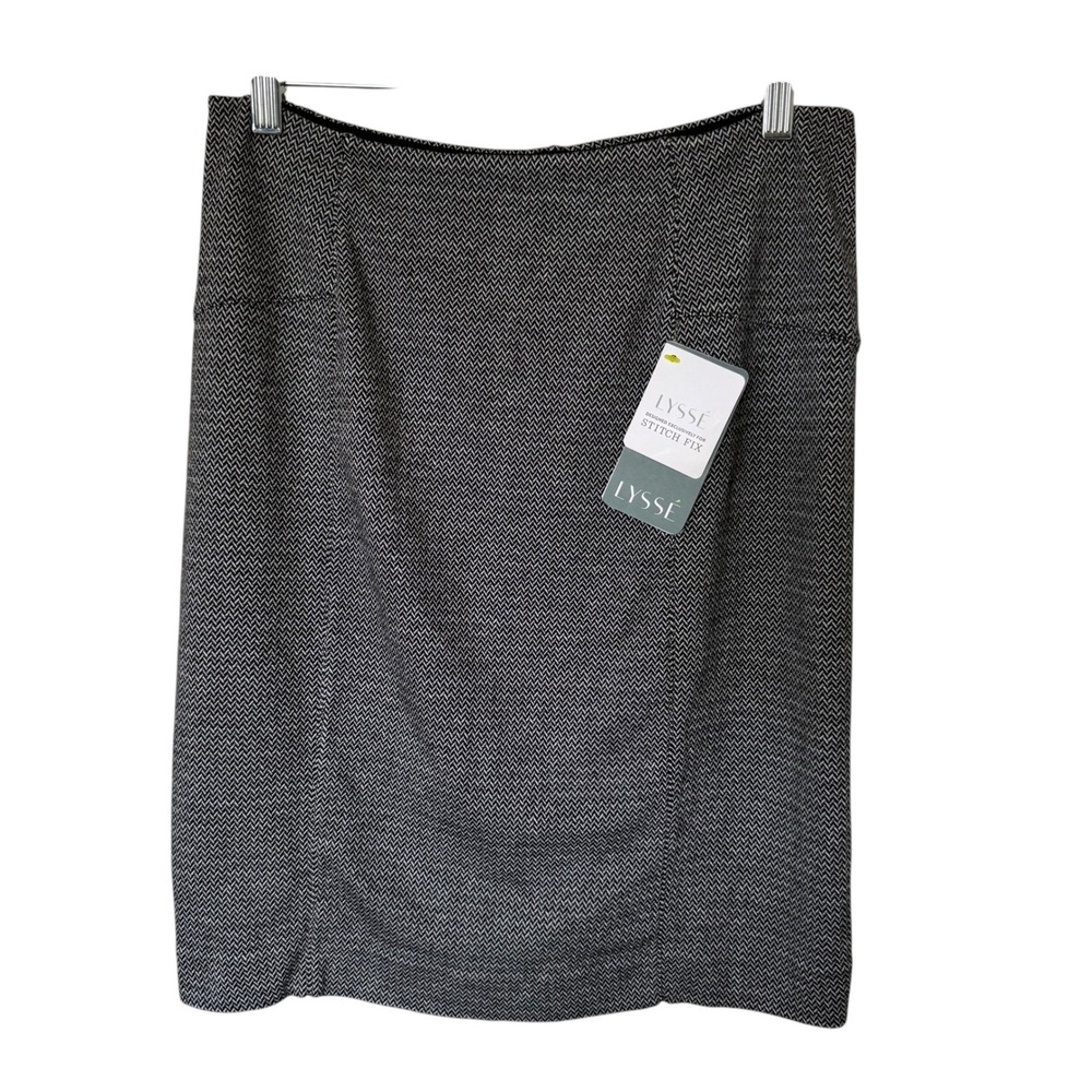 Lysse Pencil Skirt Womens‎ Medium Black White NWT Herringbone Stretch Stitch Fix